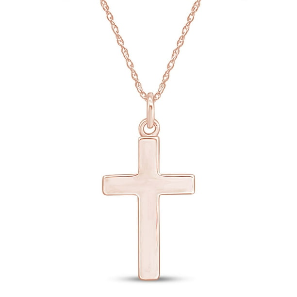 Jewels Obsession Cross Necklace 14K Rose Gold-plated 925 Silver Vine Cross Pendant with 18 Necklace 